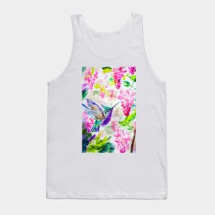 Hummingbird in flower garden Tank Top